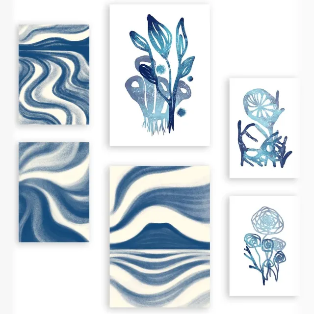 Nacnic Set van 6 Poster Prints Bloemen Esthetisch Decoratief A4 A3