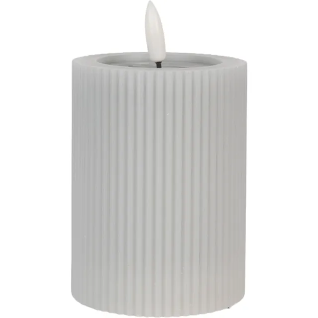 Clayre & Eef LED Kaars Ø 8x13 cm Grijs Wax