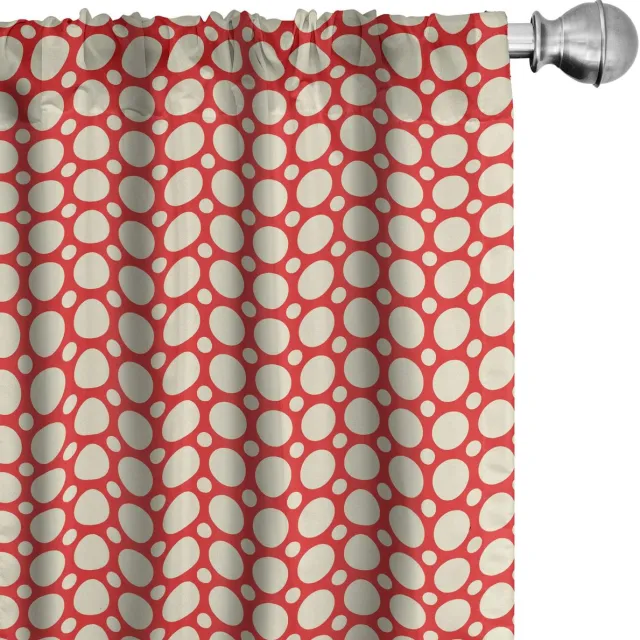 ABAKUHAUS Retro Voorhangen – 2x75x175 cm – microvezel, rood/creme