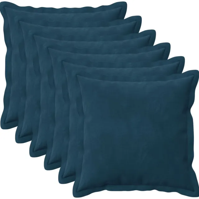 vidaXL Dekenkussen - 6 - st - HOUTEN - Blauw - 50 - x - 50 - cm - fluweel