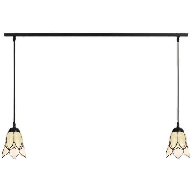 Coloured by Art 2 x Tiffany Lovely Flower White lampen aan plafondbalk - Art Deco Trade Wit