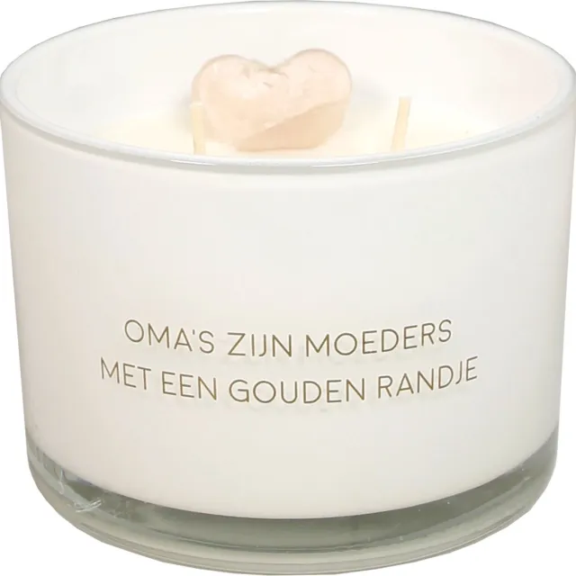 My Flame Lifestyle MY FLAME - Sojakaars - Oma's zijn moeders met een gouden randje - 11 x 8 cm - 75 branduren - Fresh Cotton Wit