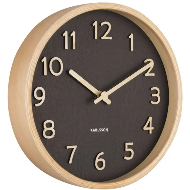Karlsson Wandklok Pure Wood - Small - Nerven Zwart - Ø22cm - Modern