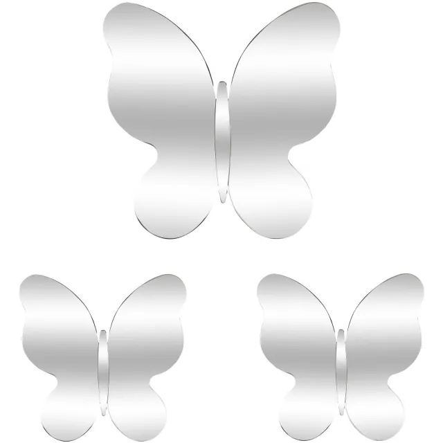 Atmosphera Set van 3 spiegels in de vorm van vlinders, 30 x 30 cm transparant