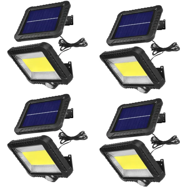 Maclean Set van 4 stuks LED-zonnelamp met bewegingssensor - Solar LED-schijnwerper - P44, 5W, 400lm, 6000K koud wit zwart