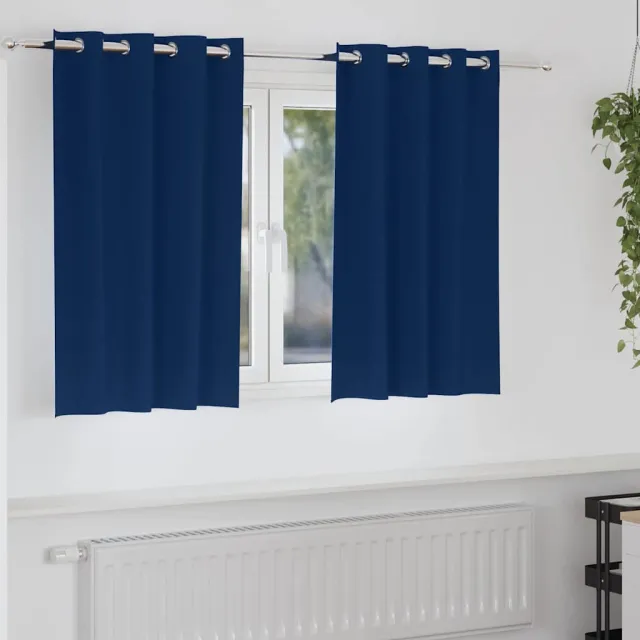 vidaXL Zwart-out Gordijnen met Ringen 2 st Donkerblauw 140 x 140 cm