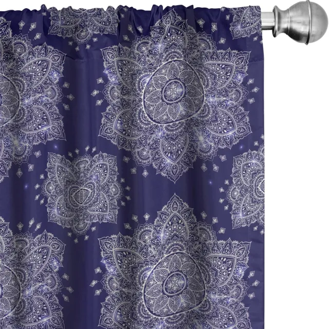 ABAKUHAUS Etnische Gordijnen 2-delige Set 75x225 cm – Lavendel Indigo Lavendelblauw Indigo