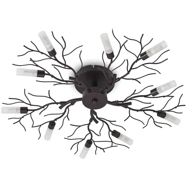 Lindby plafondlamp - 10lichts - Metaal, glas - H: 12.5 cm - G9 - donkerbruin, rijp