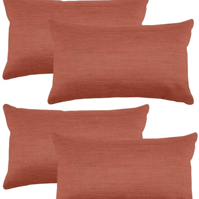 Stof Textile sierkussen Bea - 4x - terracotta - 30 x 50 cm - bank kussens - zitkussens - binnen/buiten - polyester Terracotta bruin