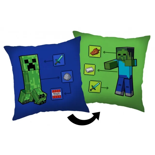 Minecraft Creeper – 40x40 cm – Zacht Vierkant Sierkussen – Voor Slaapkamer of Gaming Room blauw