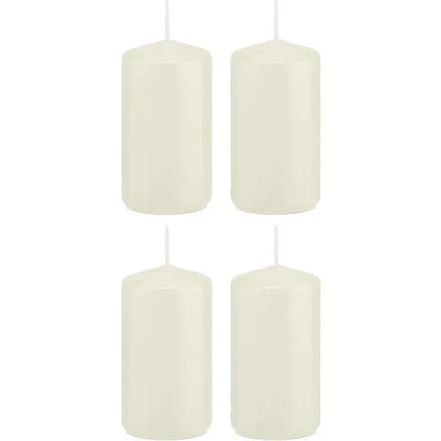 Trend Candles Cilinderkaars/stompkaars - 4x - ivoorwit - 5 x 10 cm - 23 branduren - met brandvertragende folie