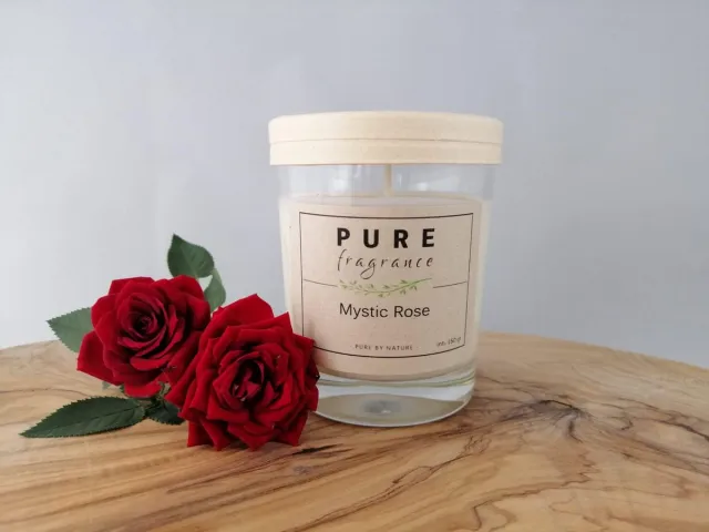 Pure Fragrance Geurkaars in glas - Mystic Rose - roos - rozengeur wit