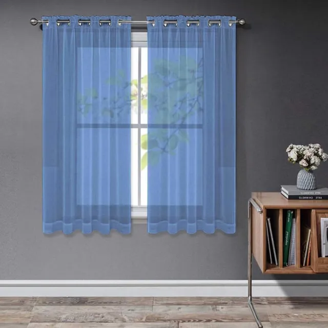 JGS Premium - Transparante gordijnen met ingestanste ringen - Voile gordijnen voor slaapkamer en woonkamer - Set van 2 stuks - Koningsblauw - Afmetingen: 160 x 140 cm Any