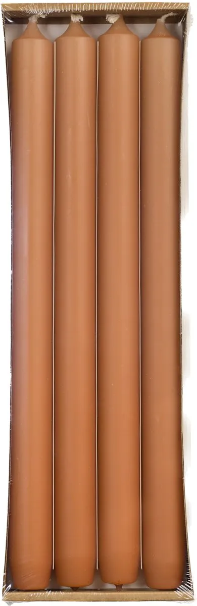 Rustik Lys Lange dinerkaarsen 'Mat' (Siena, Ø 2.1 x 29cm, set van 4) Oranje