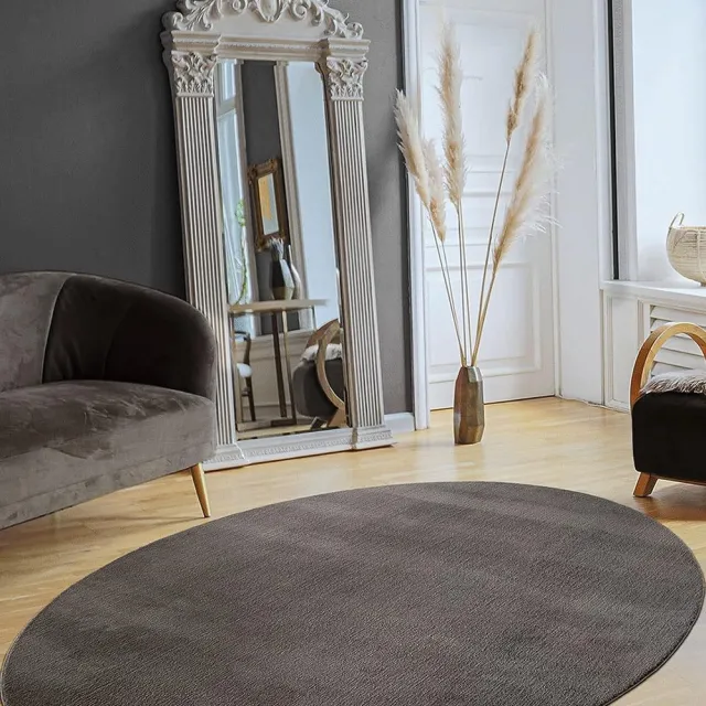 the carpet RELAX – Extra Zacht & Wasbaar Vloerkleed tot 30°C met Antislip Onderzijde – Fluweelachtige Structuur – Voor Slaapkamer of Woonkamer – Antraciet, 140 x 200 cm oval Antraciet-Ovaal