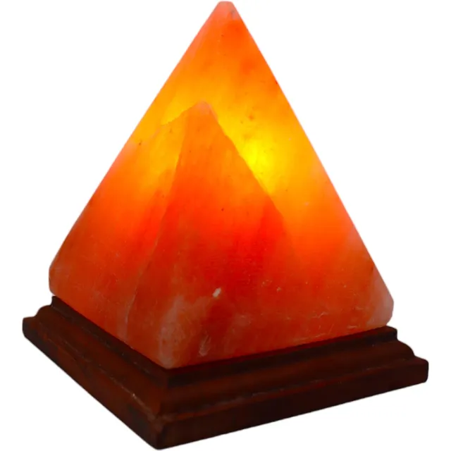 Pink Gold Zoutlamp Tafellamp – Pyramide – Natuurlijk Zoutsteen – 20 x 20 x 20 cm – 2–3 kg – Nachtlampje / Sfeerlamp – Handgemaakt – E14 Lamp / Dimmer Roze