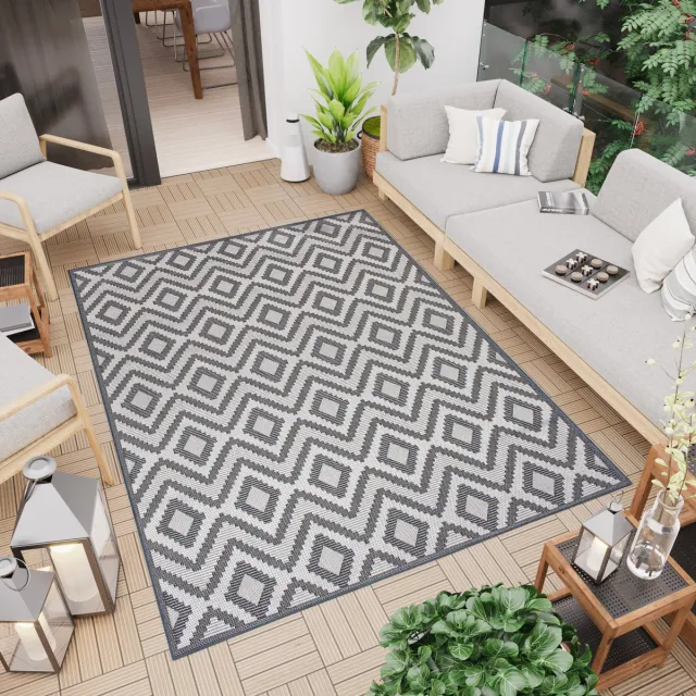 Tapiso Capri Tapijt Tuintapijt Indoor Outdoor Binnen Modern Vloerkleed Grijs 2