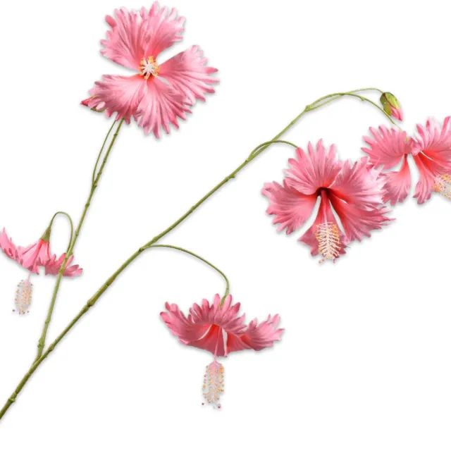 Silk-ka Zijden Bloem-Kunstbloem Hibiscus Tak Roze 111 cm
