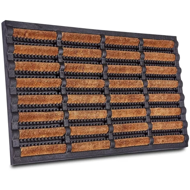 Zylo® Borstelmat voor Buiten - Voetenveger met Borstels - Deurmat - Antislip met Kokosborstels - Weerbestendig - 45x75x5cm - Zwartnatuur