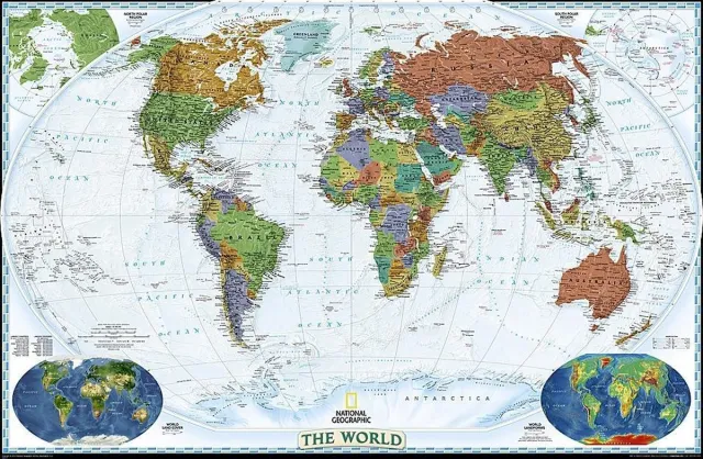 National Geographic World Decorator – Wereldkaart groot: 185 cm x 122 cm – National Geographic Multi