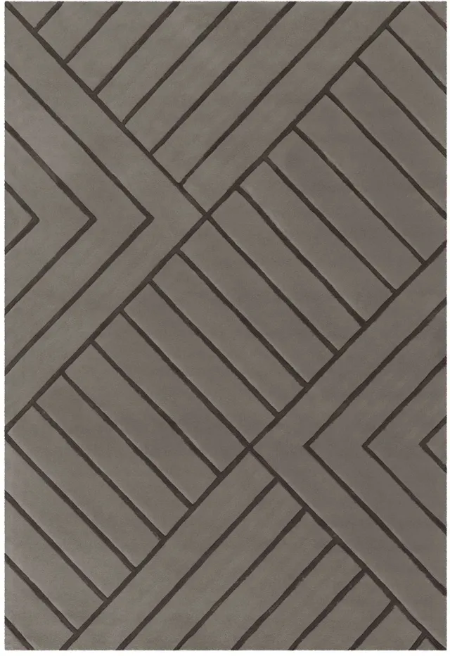 Padiro design laagpolig vloerkleed 120 x 180 cm - donkergrijs - modern geometrisch patroon - voor vloerverwarming - van modacryl, polyester en katoen