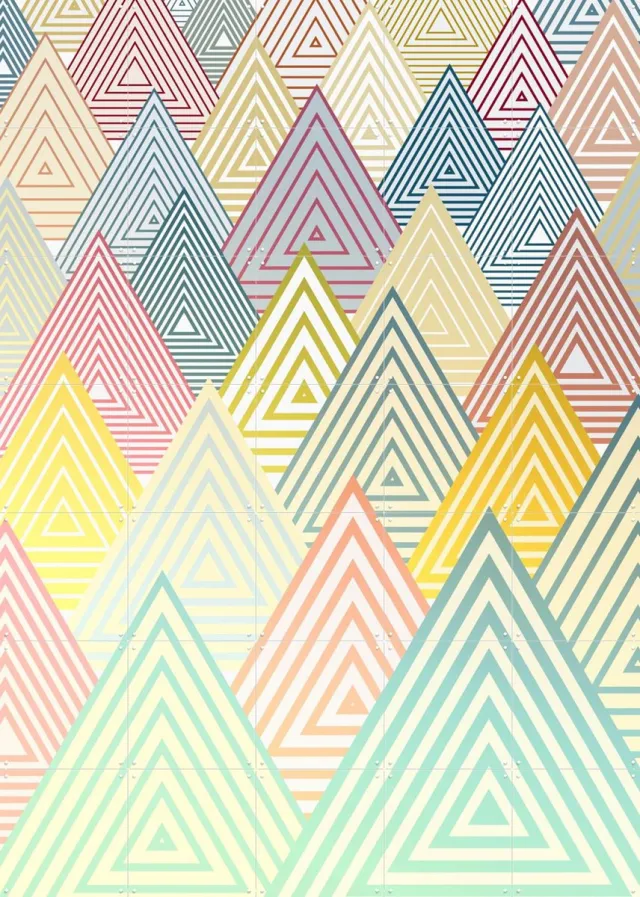 IXXI Pastel Mountains, Angelo Cerantola - 100 x 140 cm - Grote wanddecoratie en posters - Digitale Kunst, Illustraties, Geometrische Kunst, Abstract Pastel kleuren / Beige