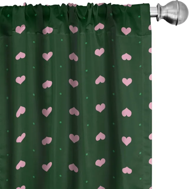 ABAKUHAUS Valentijnsdag Voorhangen – 2x75x245 cm – Microvezel – Smaragd/Lichtroze