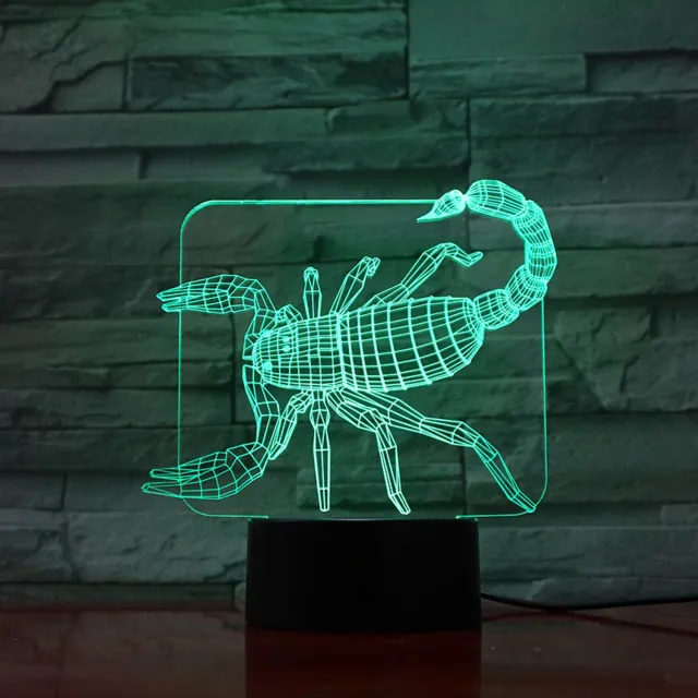 MC Living 3D Led Lamp Met Gravering - RGB 7 Kleuren - Scorpioen