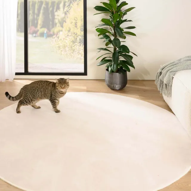 Tapeso Rond zacht vloerkleed - Plush crème 160