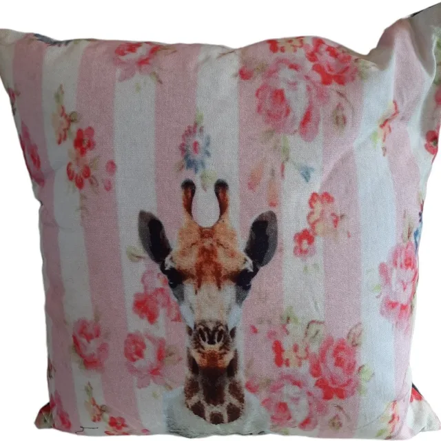 Furnilux Sierkussens - 45x45 cm - Set van 2 - Girafprint - Roze