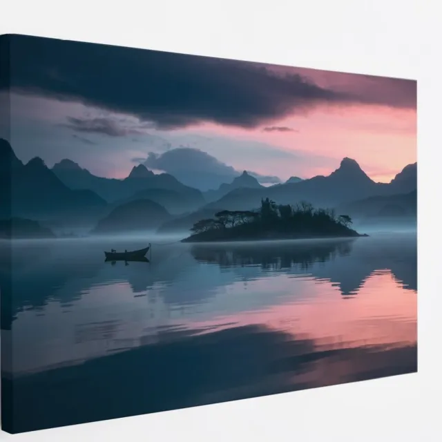 Saammp Canvas Schilderij - boot - Rustgevend - Landschap - Natuur - 70x50 - Foto op canvas - Wanddecoratie - Muurdecoratie Woonkamer - Slaapkamer decoratie - Canvas Print Multicolor