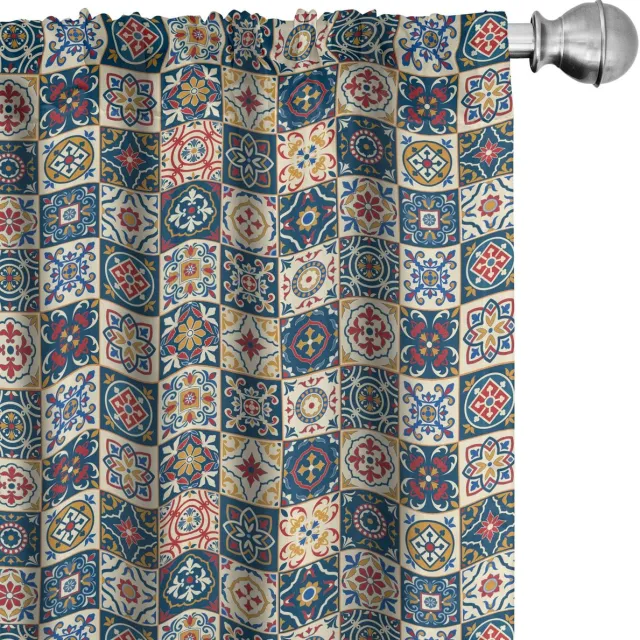 ABAKUHAUS Gordijnen – Marokkaanse 2-delige set 75x225 cm – Microvezel Donkerblauw