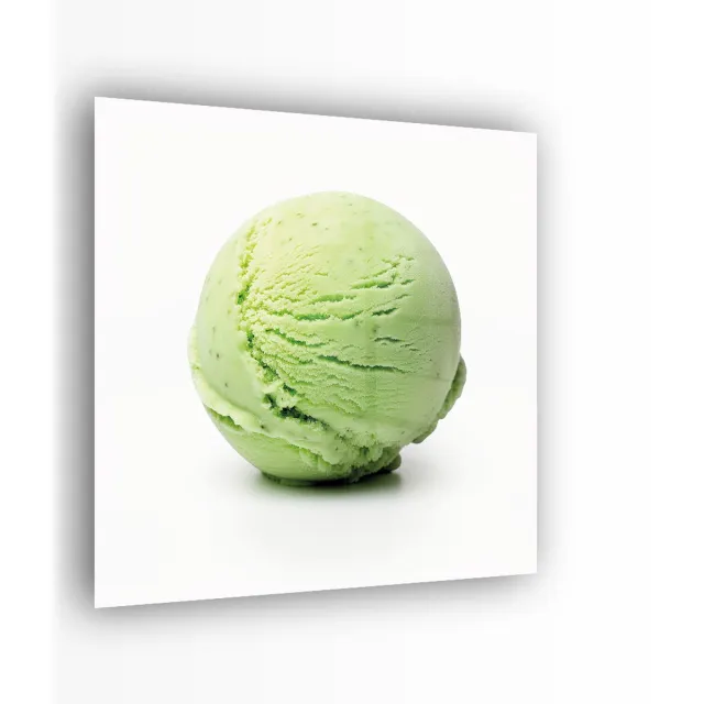 Indoorart Glasschilderij ijsbol Pistache 70x70 CM - Afbeelding op plexiglas - Inclusief montagemateriaal wit, groen
