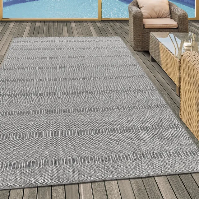 Ayyildiz Buitenkleed, boho-design, grijs, geschikt voor terras, balkon of keuken, polypropyleen achterkant, afmeting: 120 cm x 170 cm