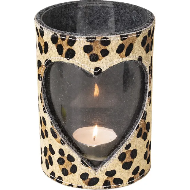 Mars & More Windlicht koe hart luipaard 20cm Bruin