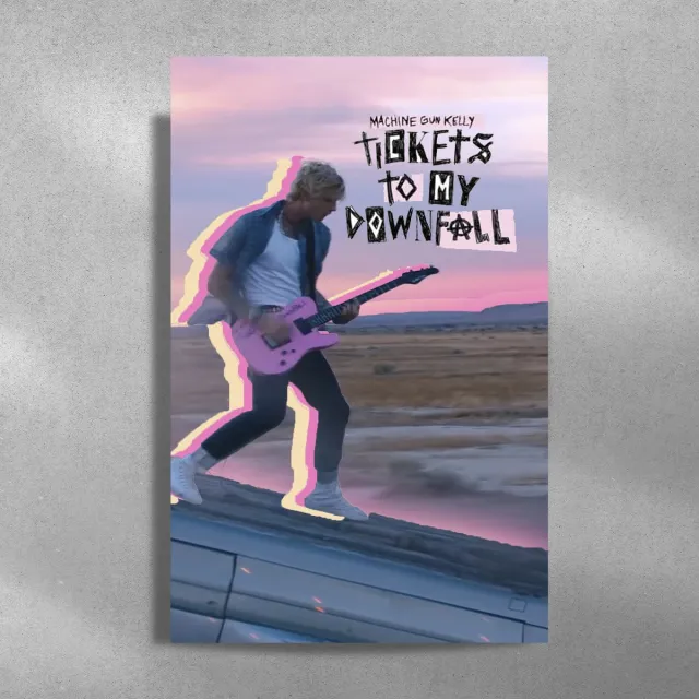 Luxe poster Machine Gun Kelly - tickets to my downfall - Metalen Poster - 40x60cm roze