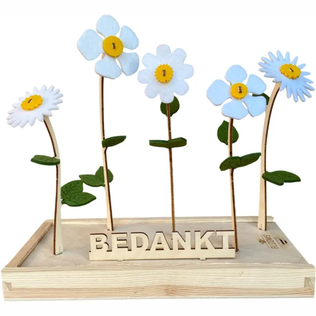 Blooms out of the Box Happy Blooms vilten bloemen – Bedankt cadeautje – brievenbus cadeau Wit