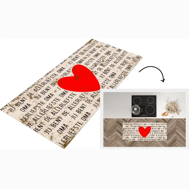 KitchenYeah Keukenloper - Loper keuken - Liefste oma - Moederdag - Oma - Retro - Cadeau - Keukenloper vinyl Multicolor
