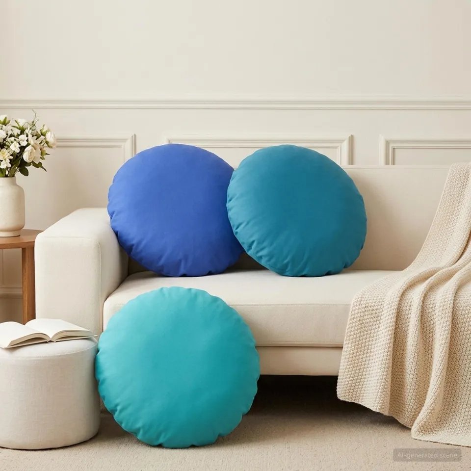 vidaXL Dekenkussen - 2 - st - HEERLEN - Koninklijk - Blauw - Diam. - 50 - cm - Polyester, foto 2