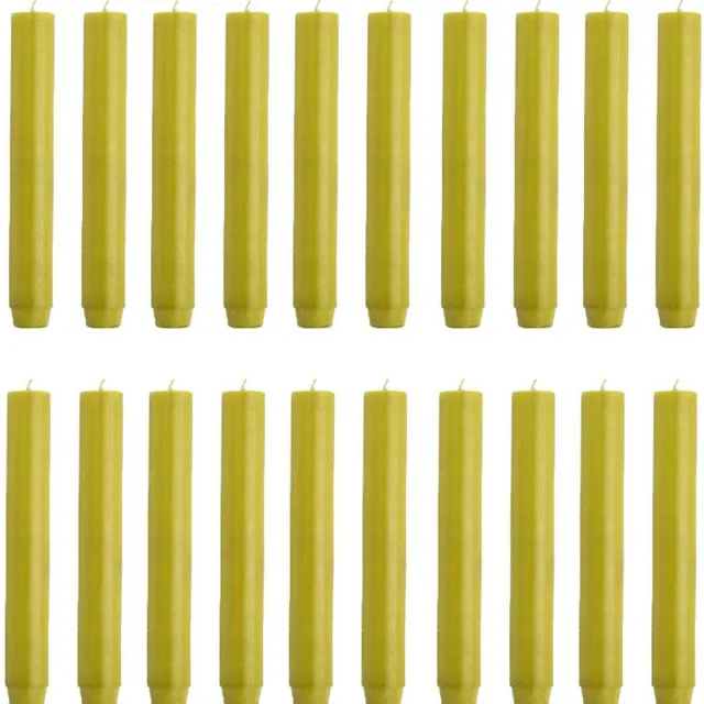 Rustik Lys Dikke dinerkaarsen 'Liv' (Ø 2.6cm, 20 stuks, Oker) Geel