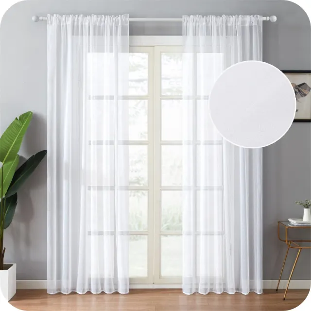 Unyqoos Elegante half-transparante voile gordijnen set voor sfeervolle woonkamer wit