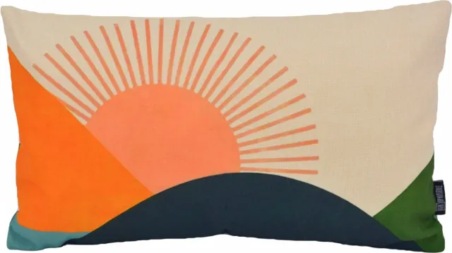 Gek op Kussens! Mountain Sunset Kussenhoes | 30x50 cm | Katoen/Linnen multi