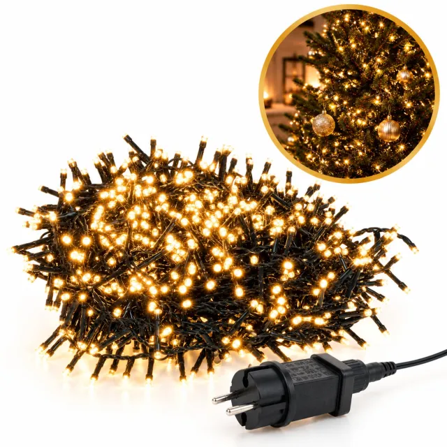 Omid Home Cluster Kerstverlichting 1000 Leds - Kerstverlichting - 8 Lichtfuncties - 20 Meter - Zwart