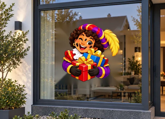 De Stickerman Sinterklaas Raamsticker 50cm Breed Herbruikbaar Weerbestendig (V3) Multi