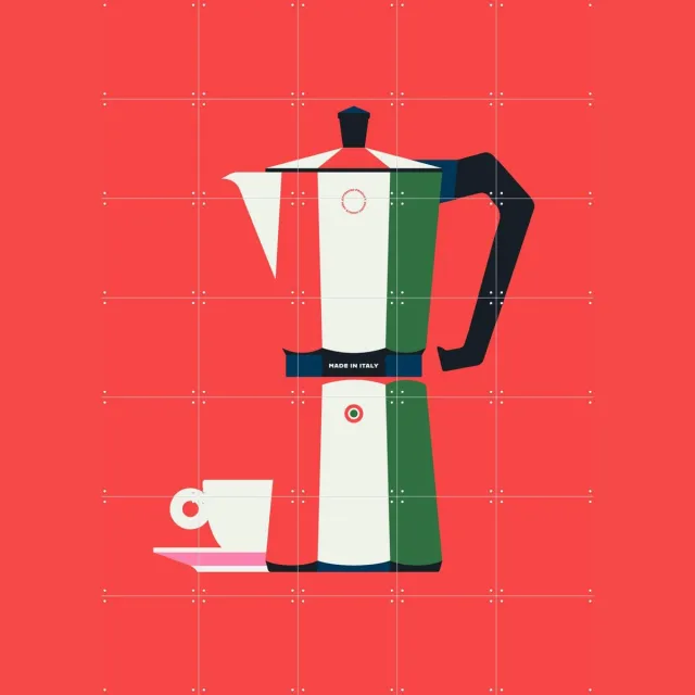 IXXI Made in Italy, Bo Lundberg - 100 x 140 cm - Grote wanddecoratie en posters - Grafisch Ontwerp, Illustraties, Kleurrijk, Minimalisme, Geometrische Rood