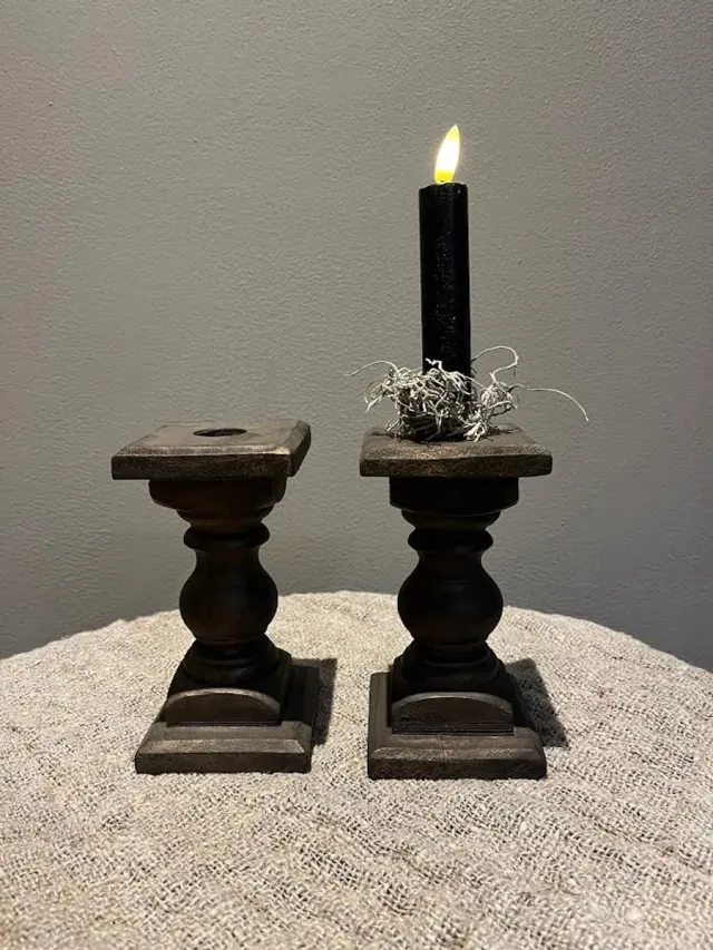 I'm Dutch Landelijk Houten kandelaar vierkant- woondecoratie- stoer sober- woonaccessoires Bruin