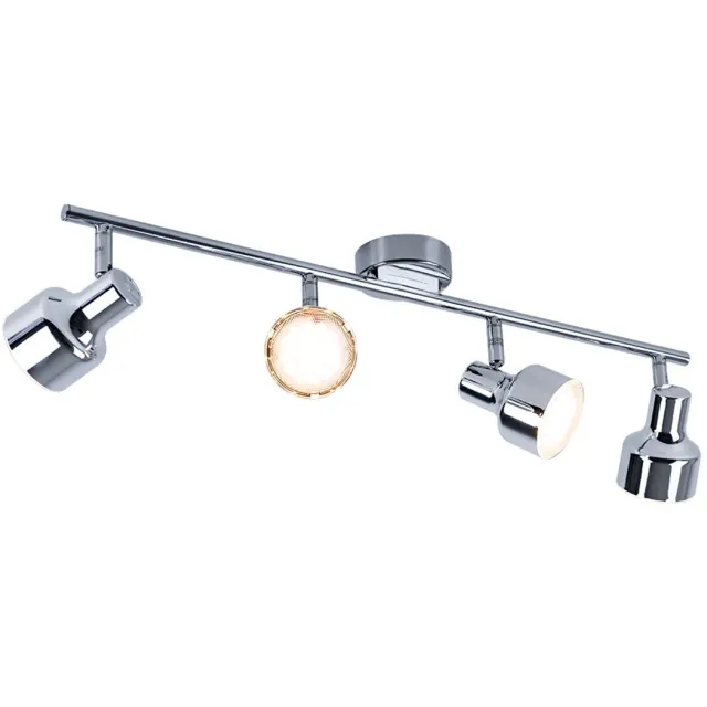 Globo Lighting Plafondspot zwenkbare LED plafondlamp spots chroom Plafondlamp 4-lichts, metaal acryl, 4x 4W 320Lm warm wit, LxH 60x12 cm zilver