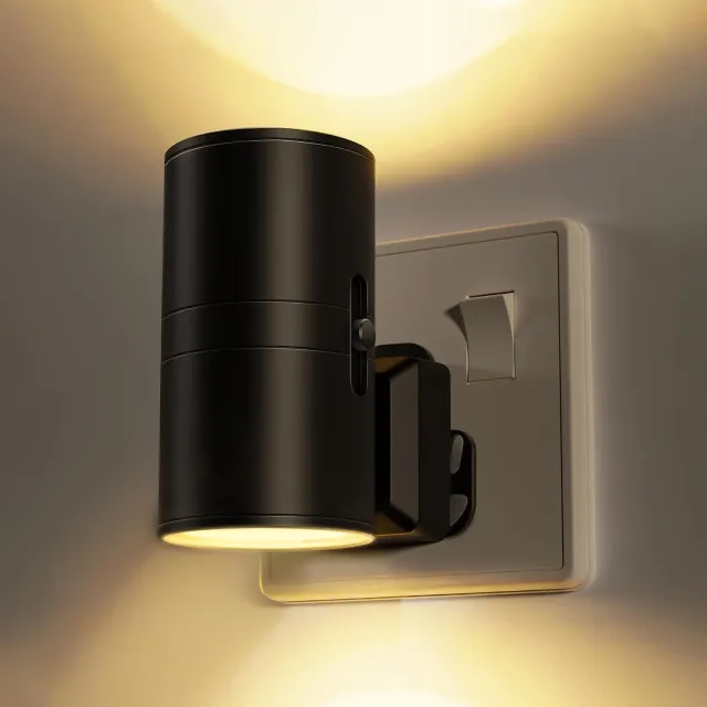 Huttutu LED nachtlampje plug-in – Lamp met Schemersensor – Automatische Nachtlamp van Schemer tot Dageraad – Dimbare Lamp in 3 Kleuren voor Slaapkamer & Gang – Geen afstandsbediening meegeleverd – 1 stuk Zwart