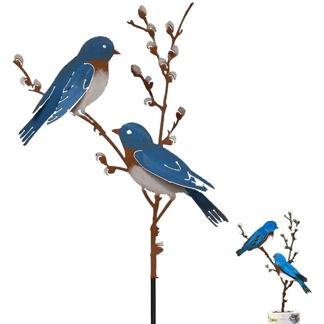 Ibenzoa Vogel Tuinsteker Met Hoogwaardige Metalen Vogeldecors Voor Buiten En Binnengebruik blauw