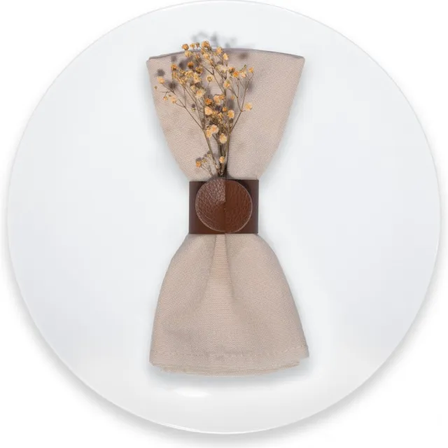 SKINNATUR Servetringen Set van 12 – Cognacbruin (Cognac) – Ø 4 cm – Gerecycleerd Leer – Servethouders voor Tafeldecoratie